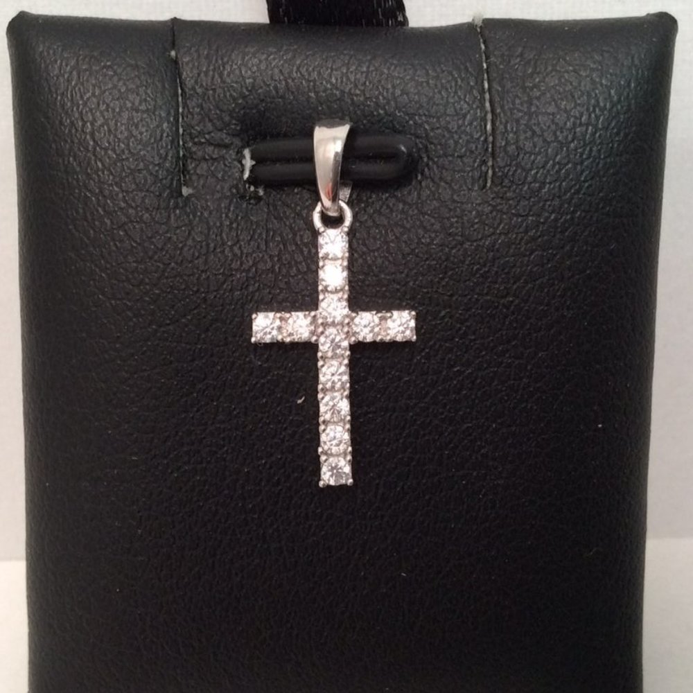 14K REAL WHITE GOLD VERY SMALL CROSS CHARM PENDANT